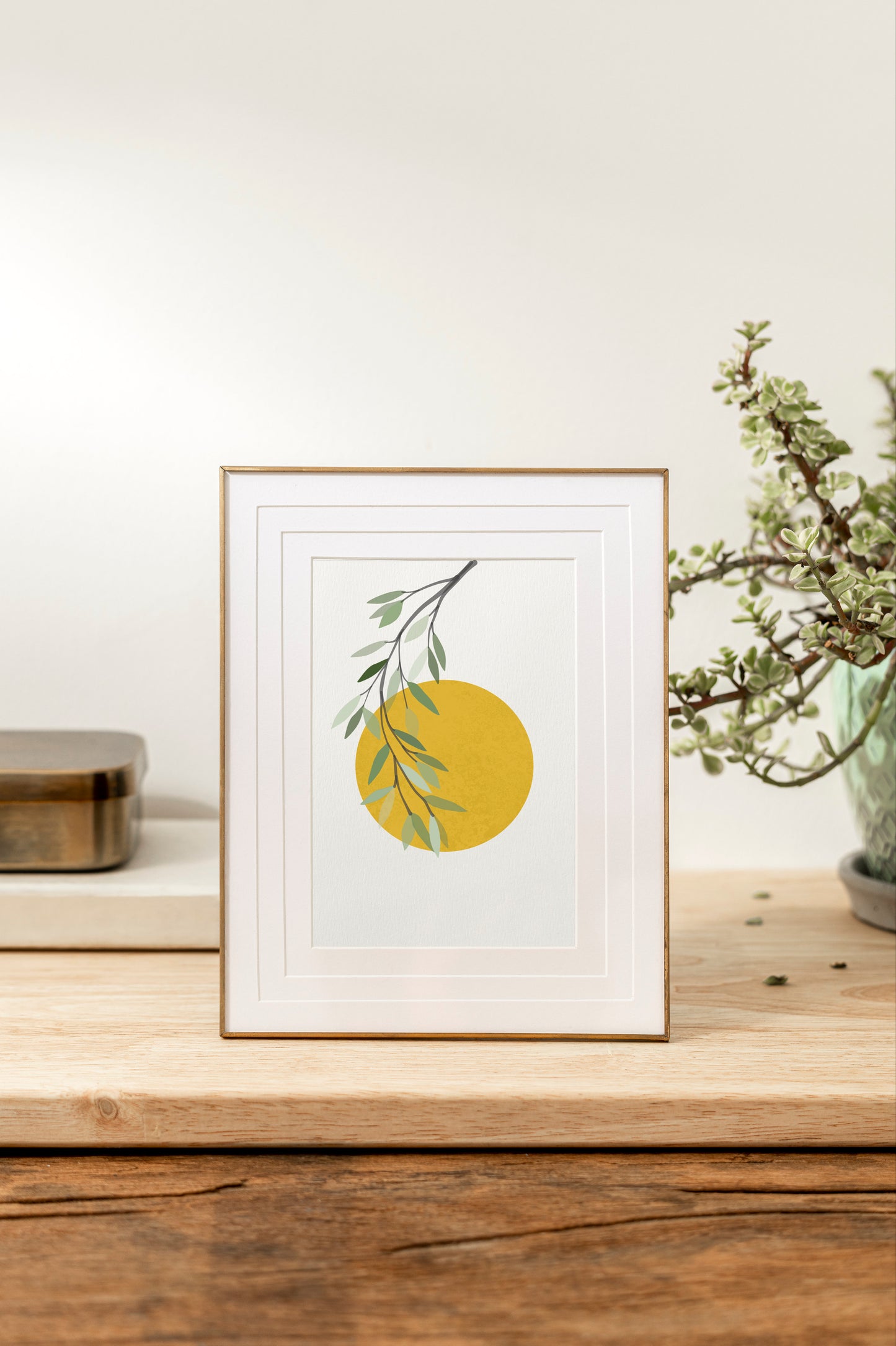 Sun and plant, minimalist drawing